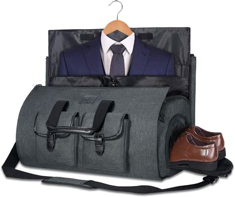 75 in, it can be folded and unfolded, so the garment bags for travel can be used as your carry-on luggage item ; WATER-RESISTANT DUFFEL BAG Using high quality waterproof PU leather with super fiber, this garment bag is scratch-resistant, anti-tear and anti water splashing. . Amazon garment bag